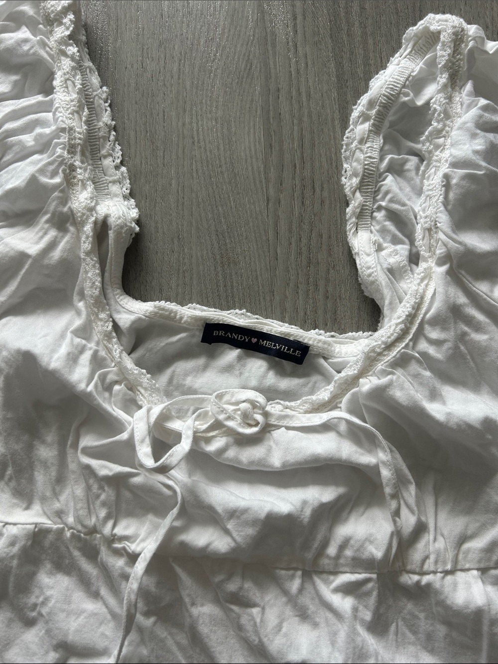 Brandy Melville White Lace-Trim Nightwear Chemise